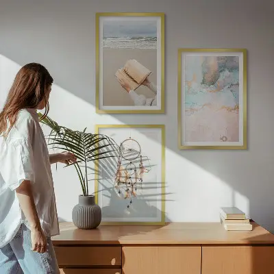 Abstrakt havbillede i boho-stil med ramme