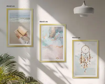 Abstrakt havbillede i boho-stil med ramme
