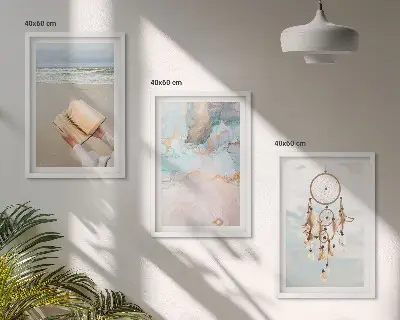 Abstrakt havbillede i boho-stil med ramme