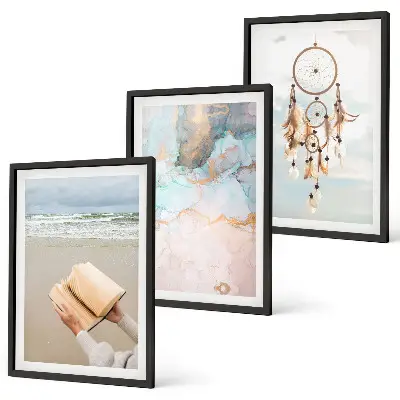 Abstrakt havbillede i boho-stil med ramme