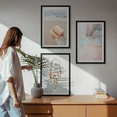 Abstrakt havbillede i boho-stil med ramme