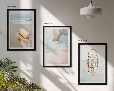 Abstrakt havbillede i boho-stil med ramme