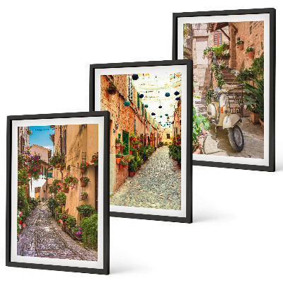 Billedvæg inspiration Gader, blomster, italiensk atmosfære