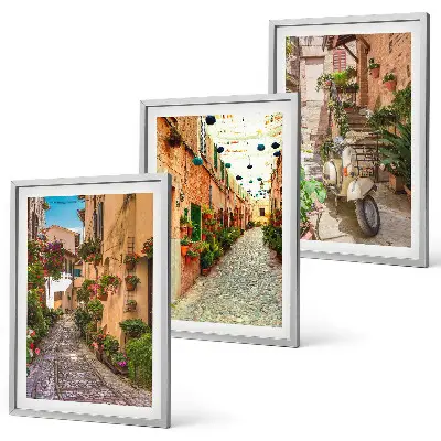 Billedvæg med inspiration gader, blomster og italiensk atmosfære