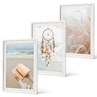 Triptykon billeder med ramme Fredelige sommerlige boho-landskaber