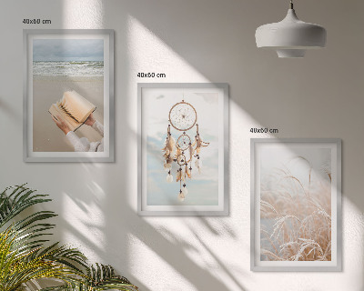 Triptykon billeder med ramme Fredelige sommerlige boho-landskaber