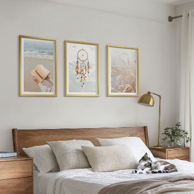 Triptykon billeder med ramme Fredelige sommerlige boho-landskaber