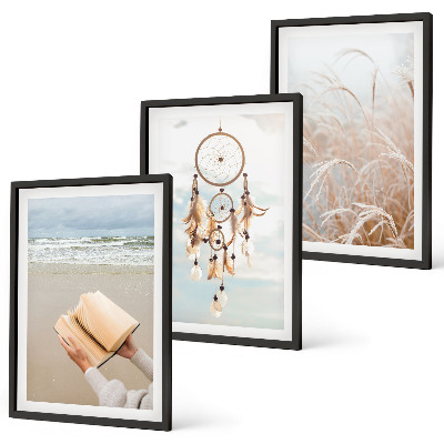 Triptykon billeder med ramme Fredelige sommerlige boho-landskaber