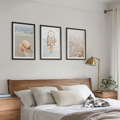 Triptykon billeder med ramme Fredelige sommerlige boho-landskaber