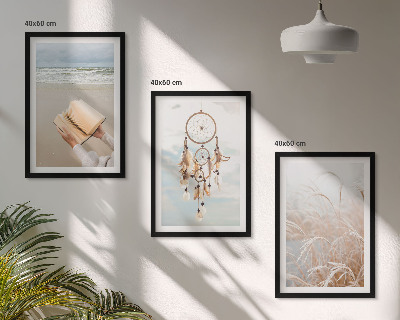 Triptykon billeder med ramme Fredelige sommerlige boho-landskaber