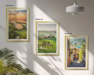 Billedvæg med italienske landskaber motiv af flodgade