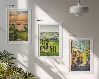 Billedvæg med italienske landskaber motiv af flodgade