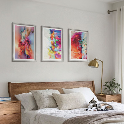 Triptykon billeder med ramme Farverige abstraktioner af form