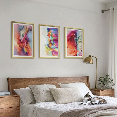 Triptykon billeder med ramme Farverige abstraktioner af form