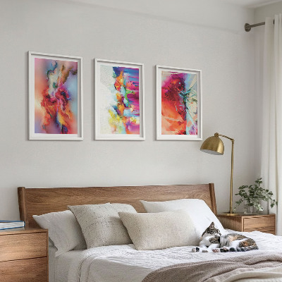 Triptykon billeder med ramme Farverige abstraktioner af form