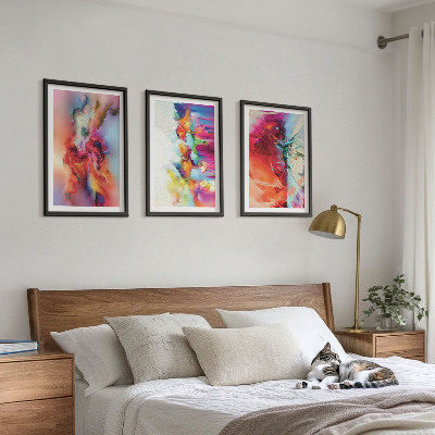 Triptykon billeder med ramme Farverige abstraktioner af form