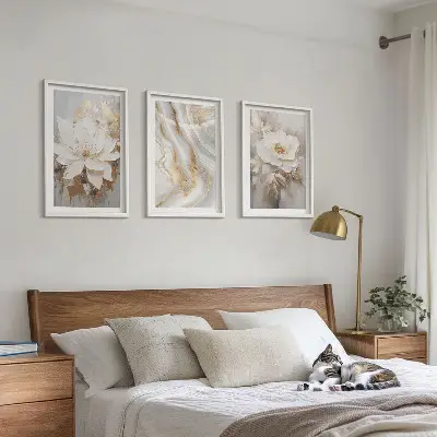 Blomster abstrakt marmor billedvæg med inspiration