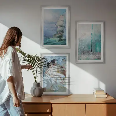 Abstrakt danser på skibshavet triptykon billeder med ramme