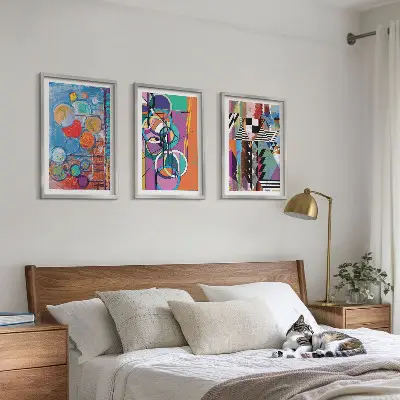 Billedvæg inspiration farverigt abstrakt motiv med geometriske cirkler