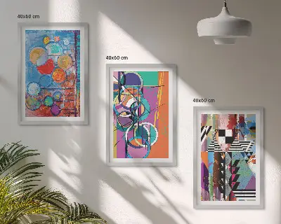 Billedvæg inspiration farverigt abstrakt motiv med geometriske cirkler