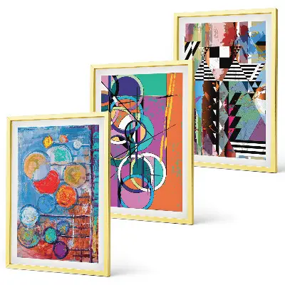 Billedvæg inspiration farverigt abstrakt motiv med geometriske cirkler