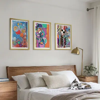 Billedvæg inspiration farverigt abstrakt motiv med geometriske cirkler