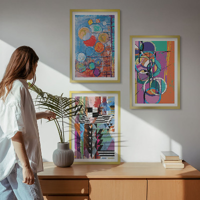 Billedvæg inspiration Farverig abstrakt cirkler geometri