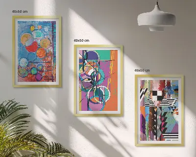 Billedvæg inspiration farverigt abstrakt motiv med geometriske cirkler