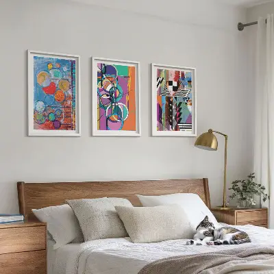 Billedvæg inspiration farverigt abstrakt motiv med geometriske cirkler