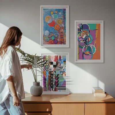 Billedvæg inspiration Farverig abstrakt cirkler geometri