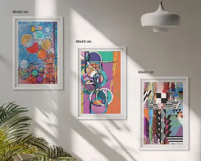 Billedvæg inspiration farverigt abstrakt motiv med geometriske cirkler
