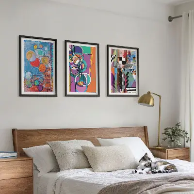 Billedvæg inspiration farverigt abstrakt motiv med geometriske cirkler