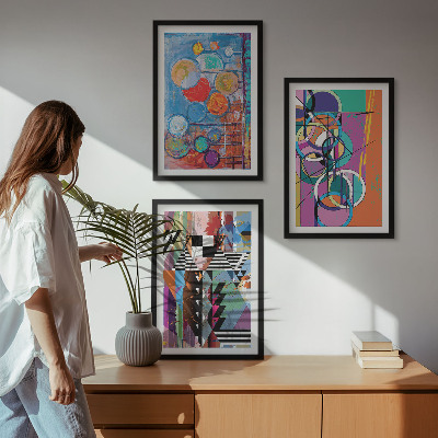 Billedvæg inspiration Farverig abstrakt cirkler geometri