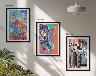 Billedvæg inspiration farverigt abstrakt motiv med geometriske cirkler