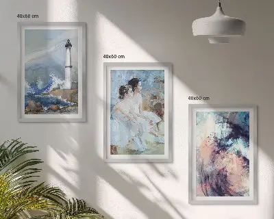 Abstrakt fyrtårnsbillede triptykon med ramme