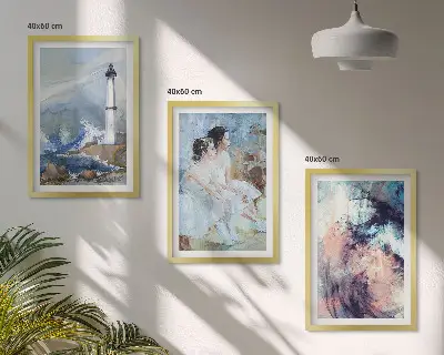 Abstrakt fyrtårnsbillede triptykon med ramme