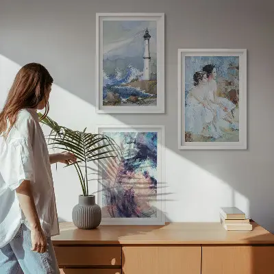 Abstrakt fyrtårnsbillede triptykon med ramme