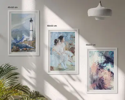 Abstrakt fyrtårnsbillede triptykon med ramme