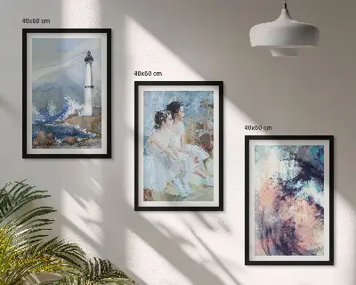 Abstrakt fyrtårnsbillede triptykon med ramme
