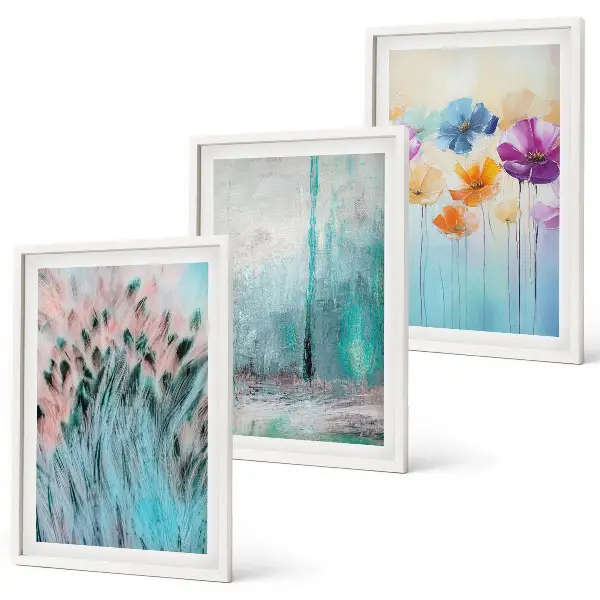 Billedvæg med pastelblomster mønstret baggrund
