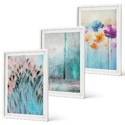 Billedvæg med pastelblomster mønstret baggrund