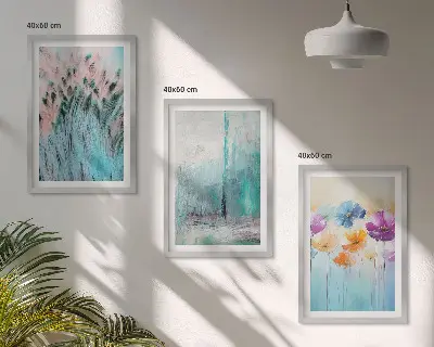 Billedvæg med pastelblomster mønstret baggrund