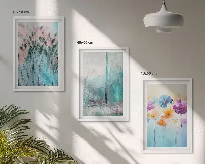 Billedvæg med pastelblomster mønstret baggrund