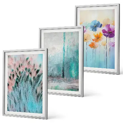 Billedvæg med pastelblomster mønstret baggrund