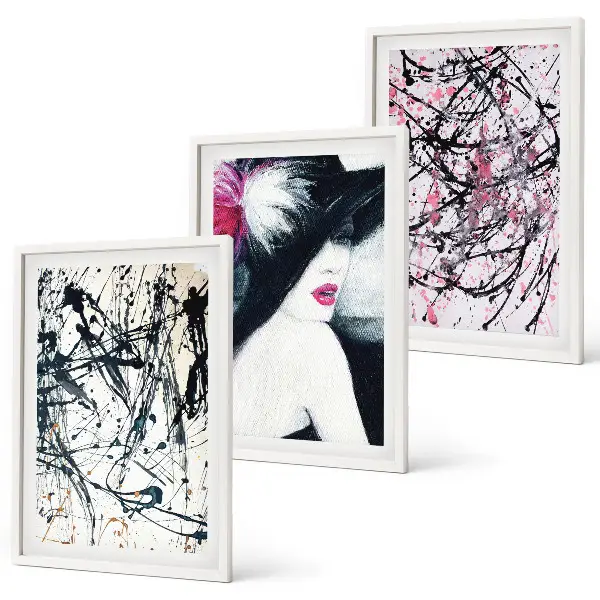 Triptyk med abstrakte malingmønstre billeder med ramme