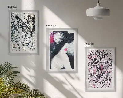Triptyk med abstrakte malingmønstre billeder med ramme