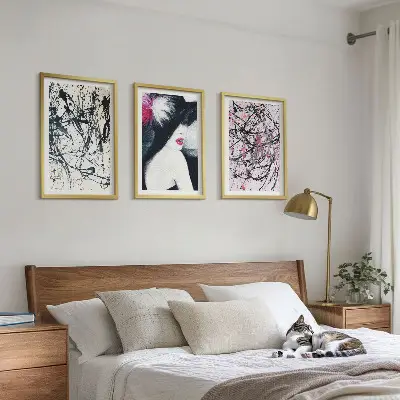Triptyk med abstrakte malingmønstre billeder med ramme