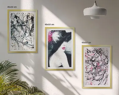 Triptyk med abstrakte malingmønstre billeder med ramme