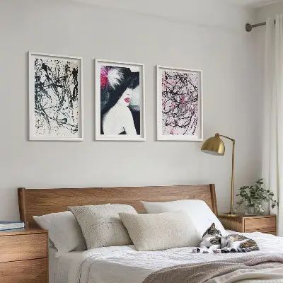 Triptyk med abstrakte malingmønstre billeder med ramme