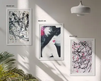 Triptyk med abstrakte malingmønstre billeder med ramme